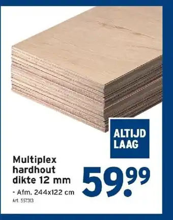 GAMMA Multiplex hardhout dikte 12 mm aanbieding