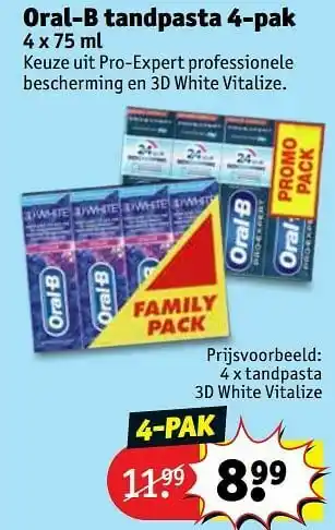 Kruidvat Oral-b tandpasta 3d white vitalize aanbieding
