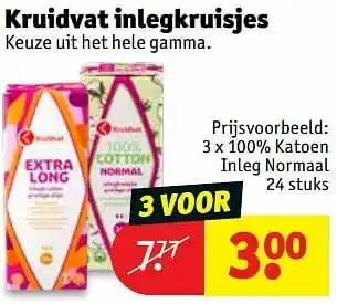 Kruidvat Kruidvat inlegkruisjes 100% katoen inleg normaal aanbieding
