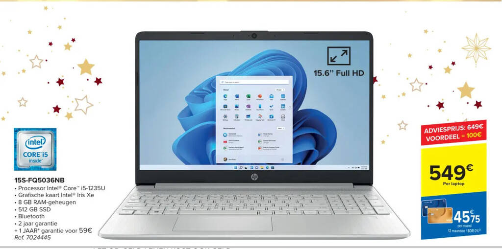 Carrefour intel CORE i5 inside 15S-FQ5036NB aanbieding
