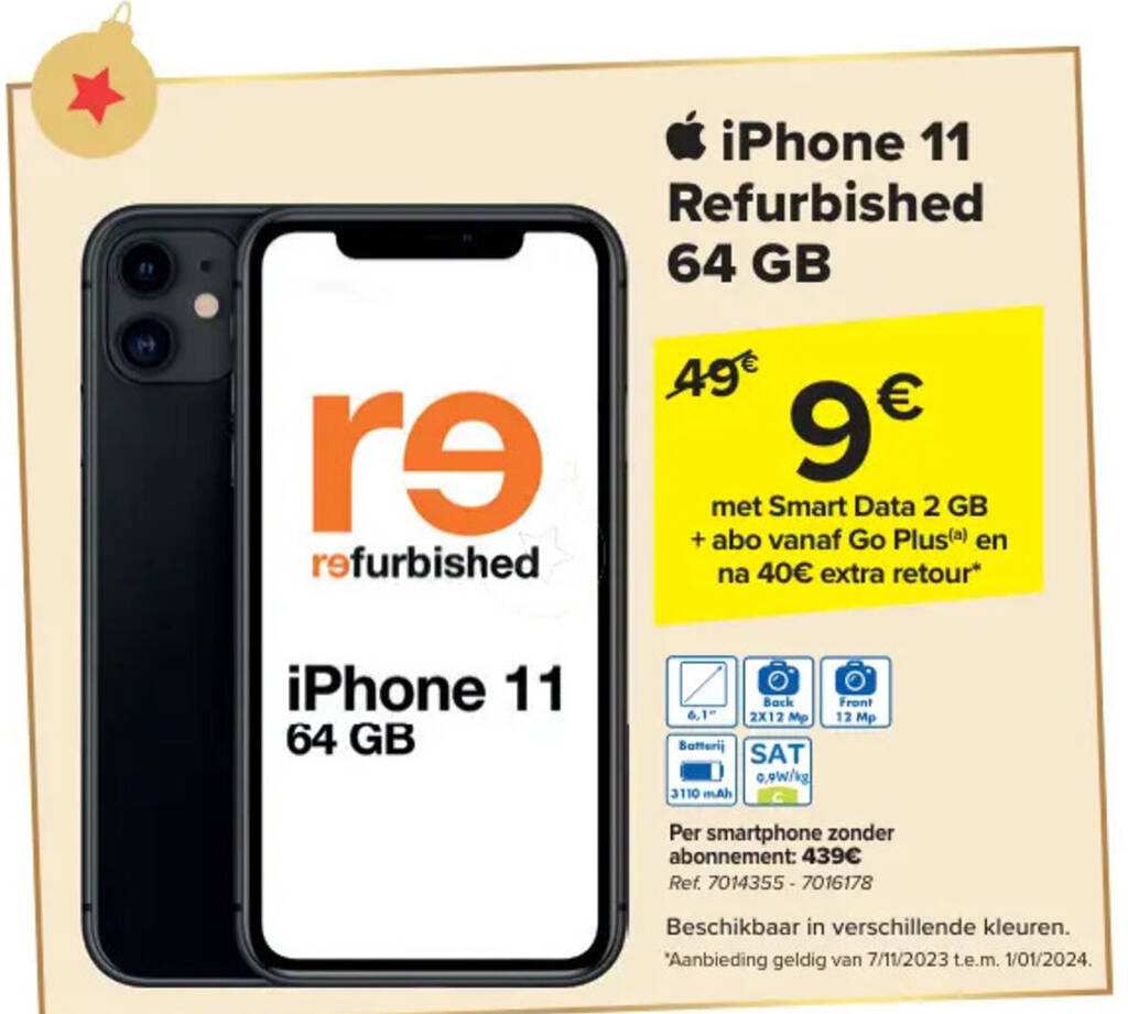 Carrefour iPhone 11 Refurbished 64 GB aanbieding