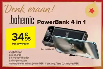 Carrefour bohemic PowerBank 4 in 1 aanbieding