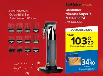 Carrefour Draadloze trimmer Super X Metal E996E aanbieding