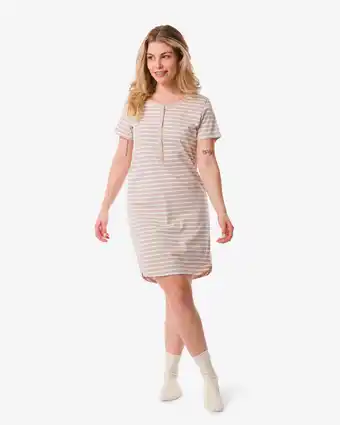 HEMA Hema dames nachthemd katoen naturel (naturel) aanbieding
