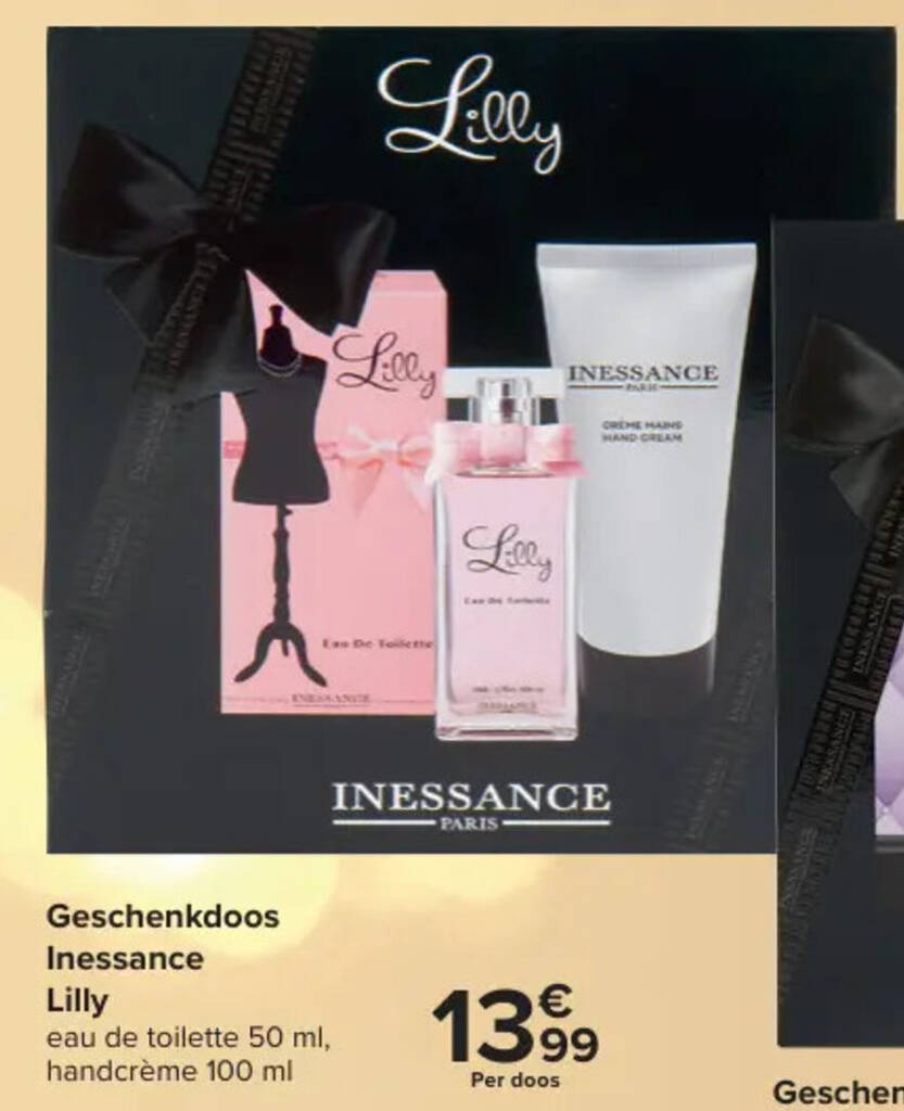 Carrefour Geschenkdoos Inessance Lilly eau de toilette 50 ml, handcrème 100 ml aanbieding