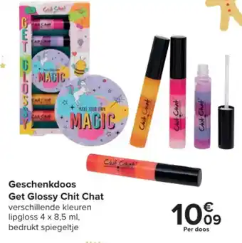 Geschenkdoos Get Glossy Chit Chat verschillende kleuren lipgloss 4 x 8,5 ml,