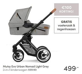 Mutsy evo urban nomad light grey 2-in-1 kinderwagen