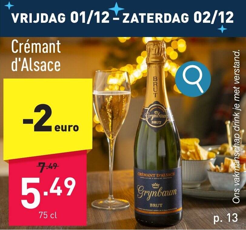 ALDI Crémant d'Alsace 75 cl aanbieding