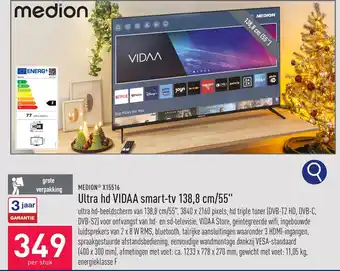 ALDI Ultra hd VIDAA smart-tv 138,8 cm/55" aanbieding