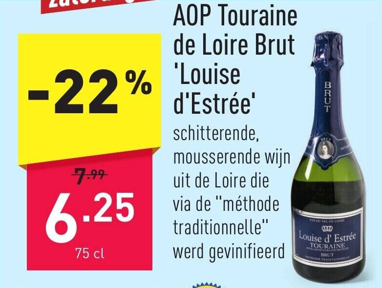 ALDI AOP Touraine de Loire Brut Louise d'Estrée 75 cl aanbieding