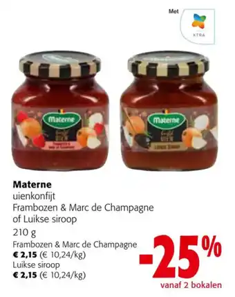 Colruyt Materne uienkonfijt Frambozen & Marc de Champagne of Luikse siroop 210 g aanbieding
