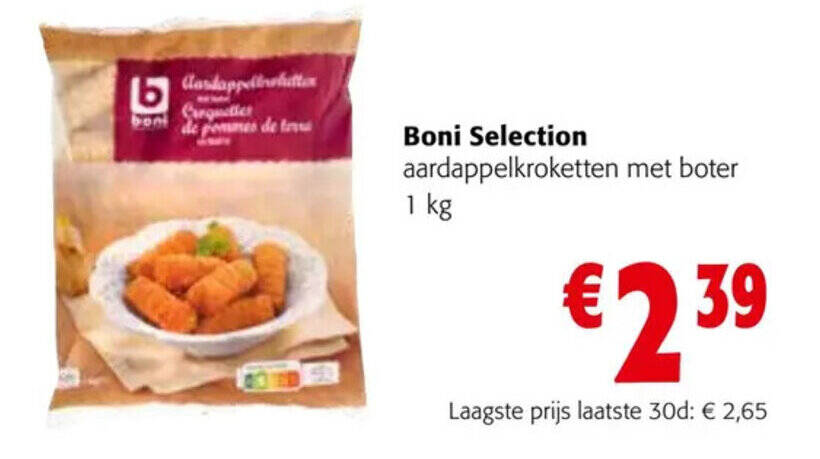 Colruyt Boni Selection aardappelkroketten met boter 1 kg aanbieding