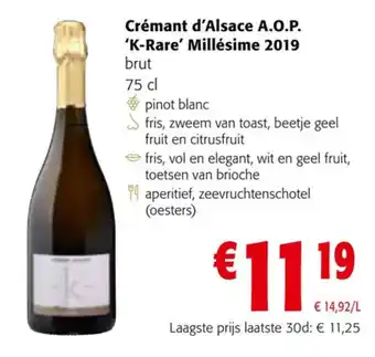 Crémant d'Alsace A.O.P. 'K-Rare' Millésime 2019 75 cl