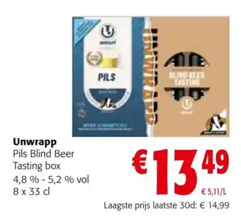 Colruyt Unwrapp Pils Blind Beer Tasting box 4,8 % - 5,2 % vol 8 x 33 cl aanbieding