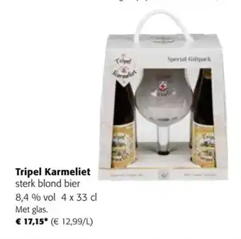 Colruyt Tripel Karmeliet sterk blond bier 8,4 % vol 4 x 33 cl aanbieding