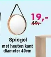 Spiegel met houten kant diameter 40cm