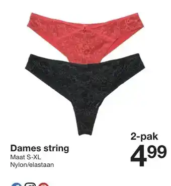 Zeeman Dames string Maat S-XL aanbieding