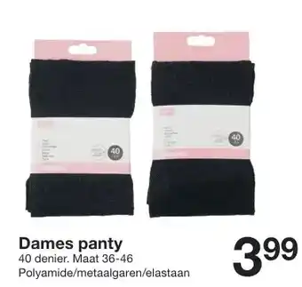 Zeeman Dames panty 40 denier. Maat 36-46 aanbieding