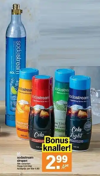 Albert Heijn Sodastream siropen fles 0,44 liter aanbieding