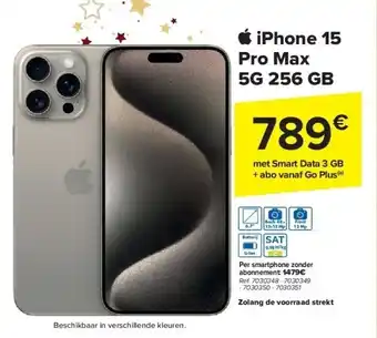 Carrefour Iphone 15 pro max 5g 256 gb aanbieding