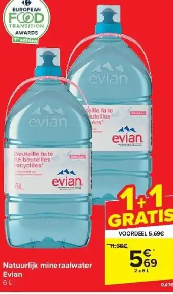 Carrefour Natuurlijk mineraalwater evian aanbieding