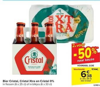 Carrefour Bier cristal, cristal xtra en cristal 0% aanbieding