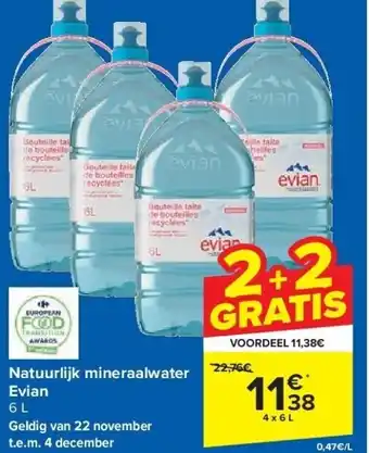 Carrefour Natuurlijk mineraalwater evian aanbieding