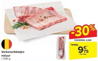 Carrefour Varkensribbetjes natuur aanbieding