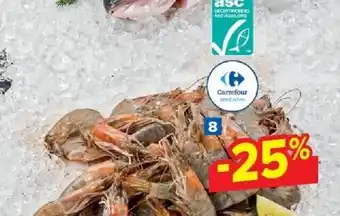 Carrefour Ontdooide, rauwe, hele garnalen carrefour aanbieding