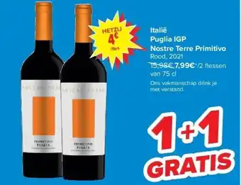 Carrefour Italië puglia igp nostre terre primitivo aanbieding