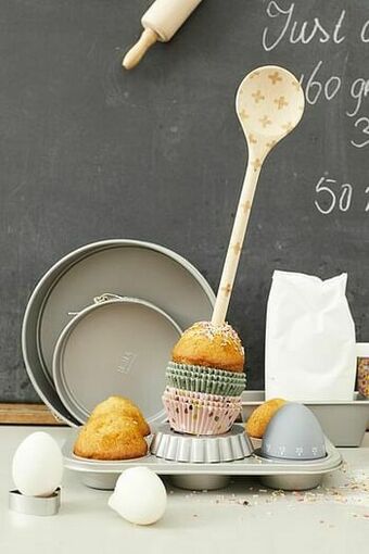 HEMA HEMA Mini Muffinbakvorm - 12 Stuks (grijs) aanbieding