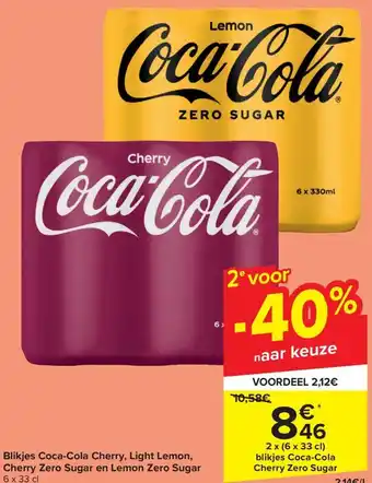 Carrefour Market Blikjes Coca-Cola Cherry, Light Lemon, Cherry Zero Sugar en Lemon Zero Sugar 2 x (6 x 33 cl) aanbieding