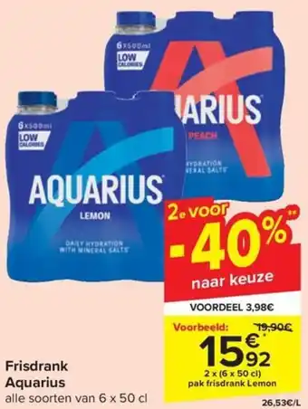 Carrefour Market Aquarius Frisdrank 2 x (6 x 50cl) aanbieding