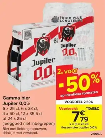 Carrefour Market Gamma bier Jupiler 0,0% 2 x (6 x 25cl) aanbieding