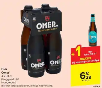 Carrefour Market Omer Bier 4 x 33 cl aanbieding