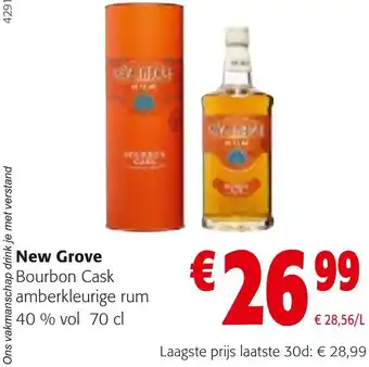 Colruyt New Grove Bourbon Cask amberkleurige rum 40 % vol 70 cl aanbieding