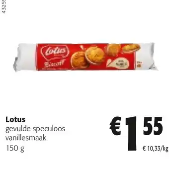 Colruyt Lotus gevulde speculoos vanillesmaak 150g aanbieding