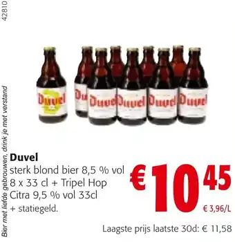 Colruyt Duvel sterk blond bier 8,5 % vol 8 x 33 cl + Tripel Hop Citra 9,5 % vol 33cl aanbieding