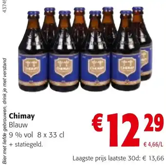 Colruyt Chimay Blauw 9 % vol 8 x 33 cl + statiegeld. aanbieding