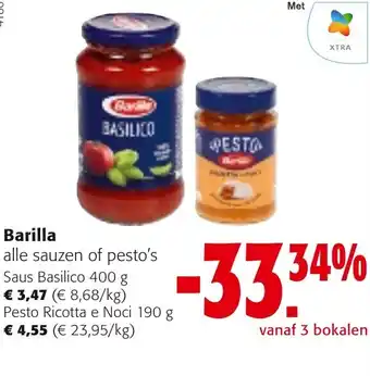 Colruyt Barilla alle sauzen of pesto's 400 g aanbieding