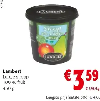 Colruyt Lambert Luikse stroop 100% fruit 450g aanbieding
