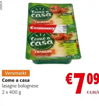 Colruyt Come a casa lasagne bolognese 2 x 400 g aanbieding