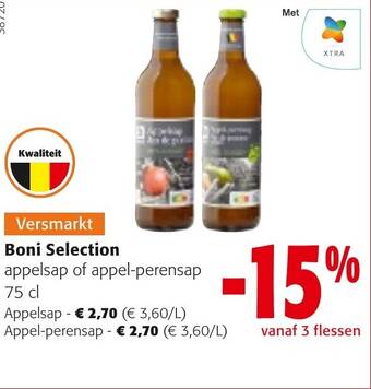 Colruyt Boni Selection appelsap of appel-perensap 75 cl aanbieding