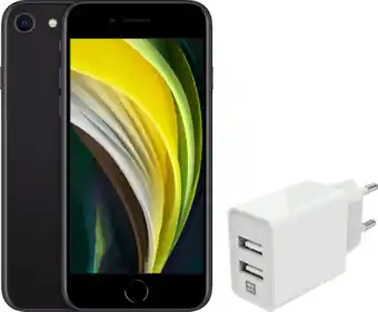 Coolblue Refurbished iphone se 2020 64gb zwart (zo goed als nieuw) + xtrememac oplader usb a aanbieding