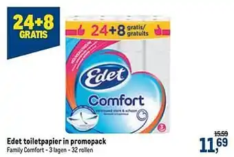 Edet toiletpapier in promopack 24+8 rollen