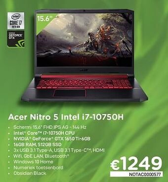 Acer nitro 5 intel i7-10750h