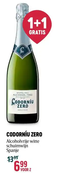 Delhaize CODORNÍU ZERO Alcoholvrije witte schuimwijn aanbieding