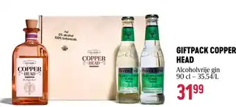 Delhaize GIFTPACK COPPER HEAD Alcoholvrije gin 90 cl aanbieding