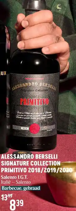 ALESSANDRO BERSELLI SIGNATURE COLLECTION PRIMITIVO 2018/2019/2020 Salento I.G.T.