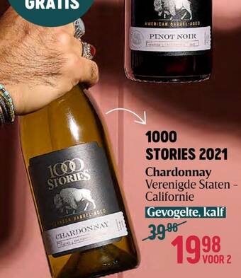 Delhaize 1000 STORIES 2021 Chardonnay Verenigde Staten aanbieding
